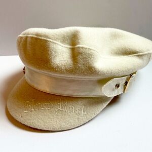 Hard Rock Cafe Hat Wool Authentic Biker‎ Captain Military Off White Gold Bling